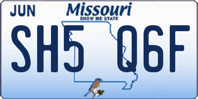 MO license plate SH5Q6F