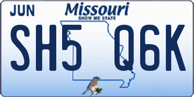 MO license plate SH5Q6K