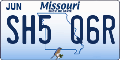 MO license plate SH5Q6R
