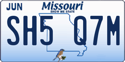 MO license plate SH5Q7M