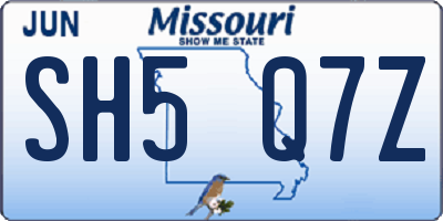 MO license plate SH5Q7Z