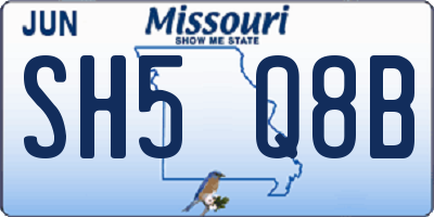 MO license plate SH5Q8B