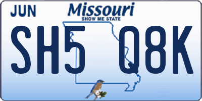MO license plate SH5Q8K