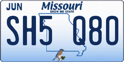 MO license plate SH5Q8O