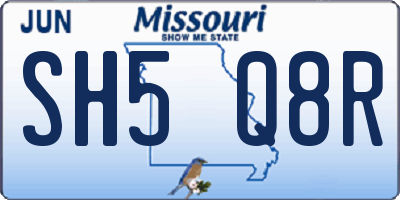 MO license plate SH5Q8R