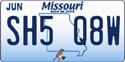 MO license plate SH5Q8W