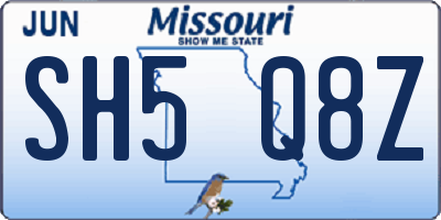 MO license plate SH5Q8Z