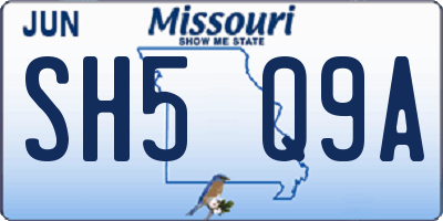 MO license plate SH5Q9A