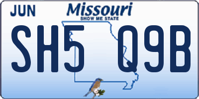 MO license plate SH5Q9B