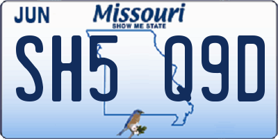 MO license plate SH5Q9D