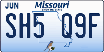 MO license plate SH5Q9F