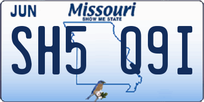 MO license plate SH5Q9I