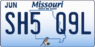 MO license plate SH5Q9L