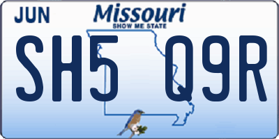 MO license plate SH5Q9R