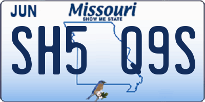 MO license plate SH5Q9S