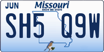 MO license plate SH5Q9W