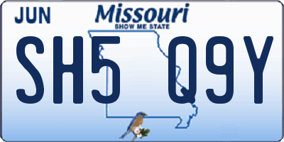 MO license plate SH5Q9Y