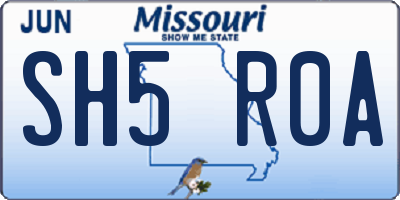 MO license plate SH5R0A
