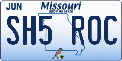 MO license plate SH5R0C