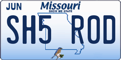 MO license plate SH5R0D