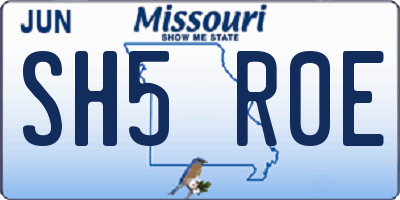MO license plate SH5R0E