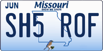 MO license plate SH5R0F