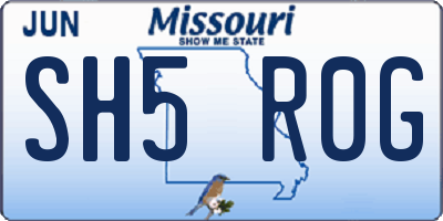 MO license plate SH5R0G