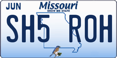 MO license plate SH5R0H