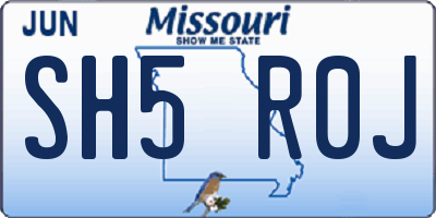 MO license plate SH5R0J