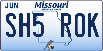 MO license plate SH5R0K