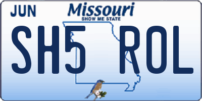 MO license plate SH5R0L