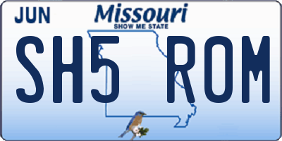 MO license plate SH5R0M