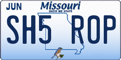 MO license plate SH5R0P