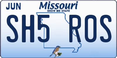 MO license plate SH5R0S