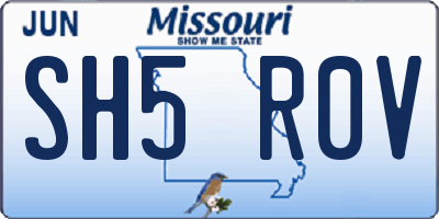 MO license plate SH5R0V