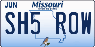 MO license plate SH5R0W