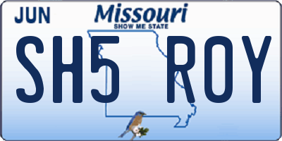 MO license plate SH5R0Y