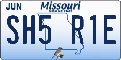 MO license plate SH5R1E