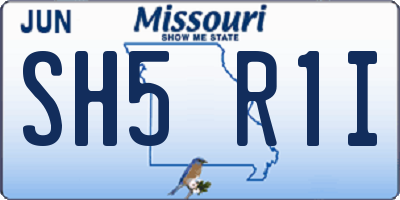 MO license plate SH5R1I