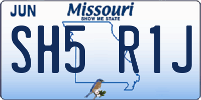 MO license plate SH5R1J