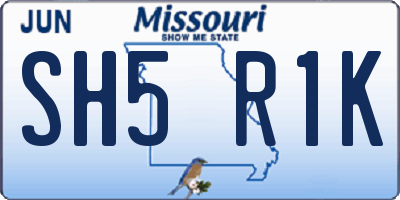 MO license plate SH5R1K