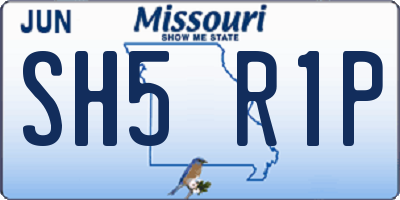 MO license plate SH5R1P