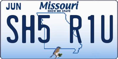 MO license plate SH5R1U