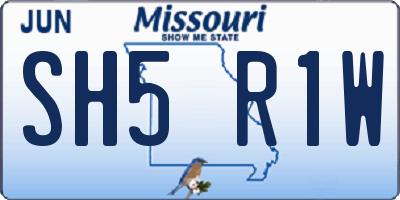 MO license plate SH5R1W