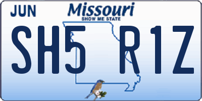 MO license plate SH5R1Z