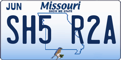 MO license plate SH5R2A