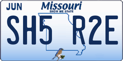 MO license plate SH5R2E