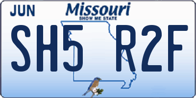 MO license plate SH5R2F