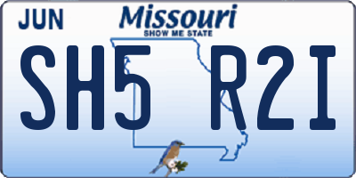 MO license plate SH5R2I