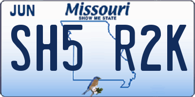 MO license plate SH5R2K